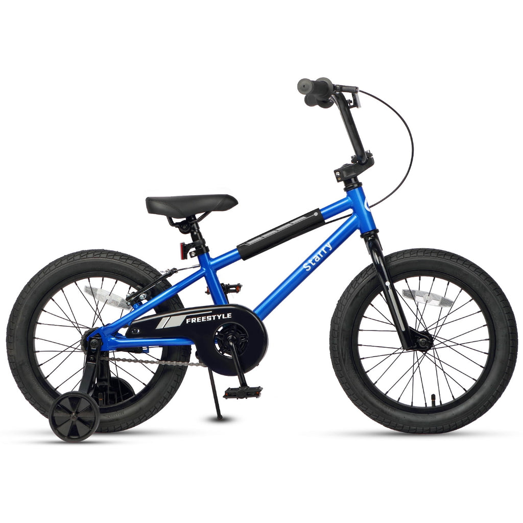 Glerc 14 Inch Little Kids Bike BMX Style Bicycle with Training Wheels Coaster Brake for 3 4 5 Years Old Boys Girls, Blue