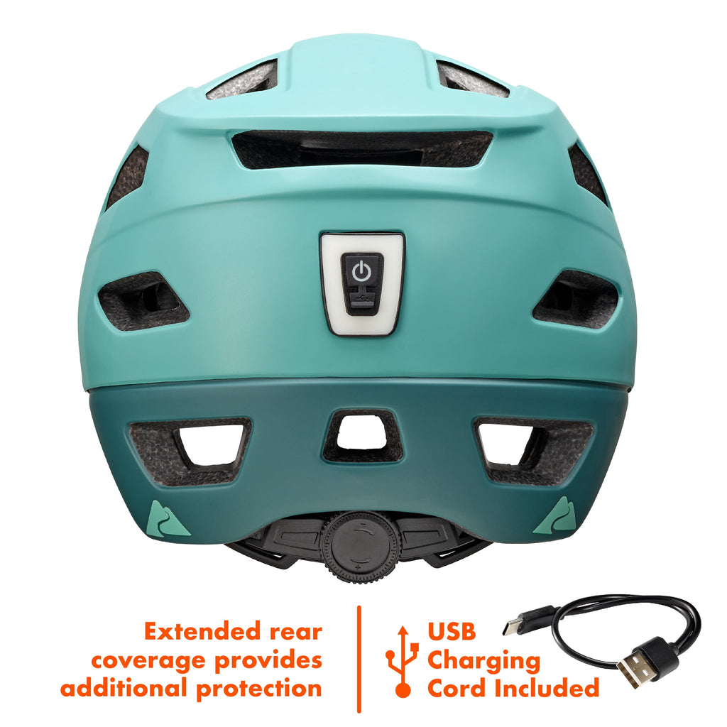 Ozark Trail Adult Bike Helmet with Rechargeable Rear Light-Up, Black, 9 Modes, Ages 14+