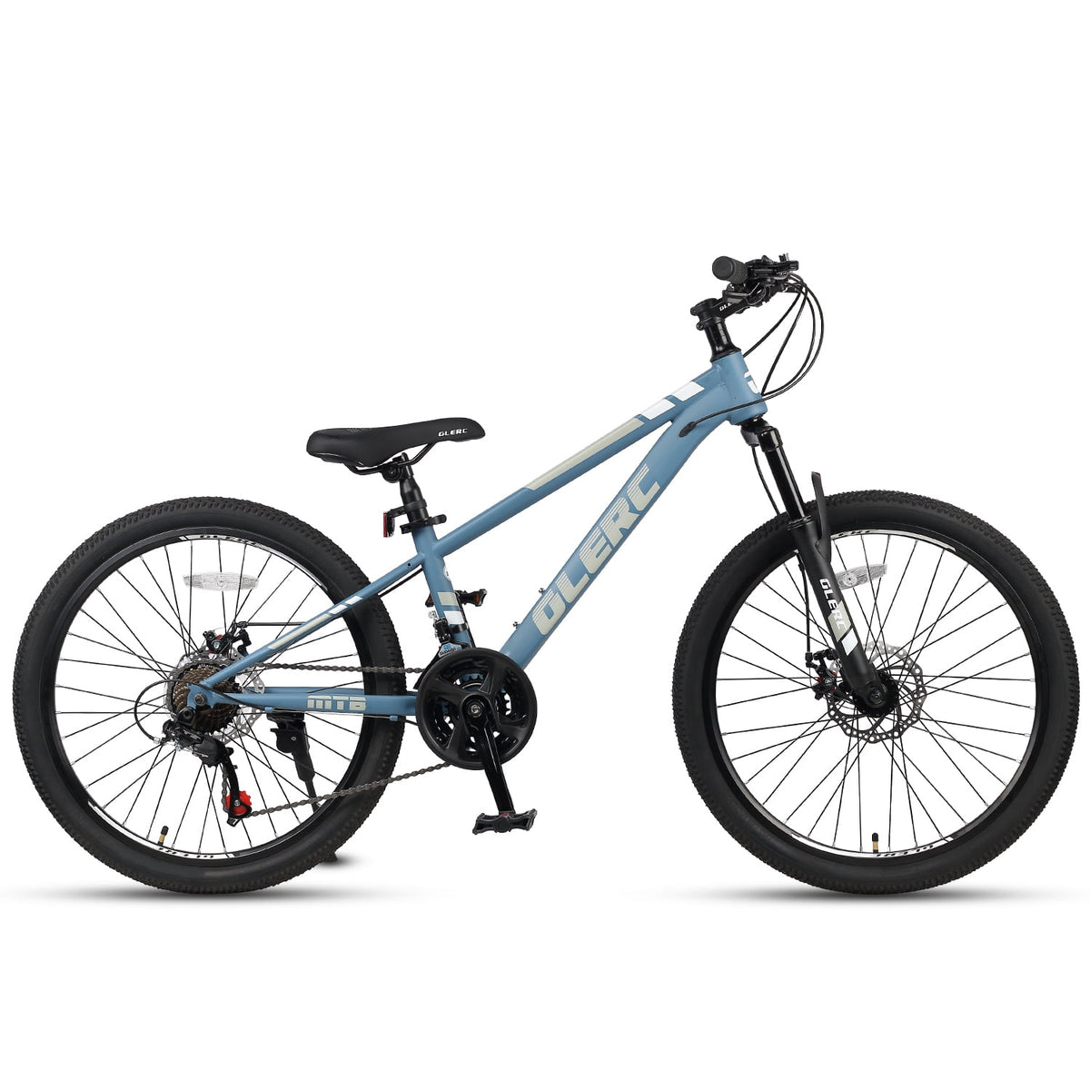 Glerc Skyline 24 Inch Kids Mountain Bike for Boys Girls 10 11 12 13 14 Years Old, 21-Speed Kid Bicycle with Front Suspension & Dual Disc Brakes & Rugged Frame, Black