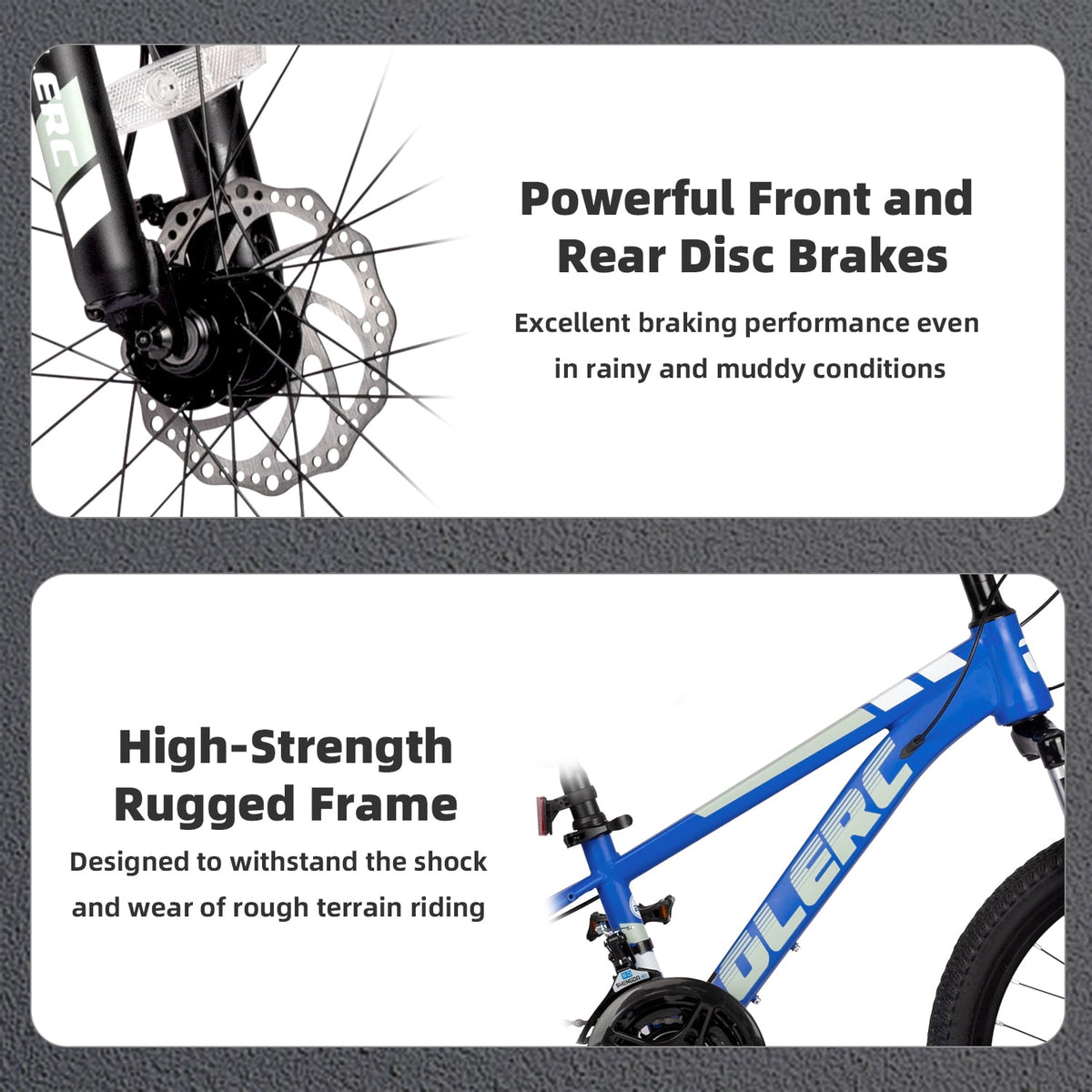 Glerc Skyline 24 Inch Kids Mountain Bike for Boys Girls 10 11 12 13 14 Years Old, 21-Speed Kid Bicycle with Front Suspension & Dual Disc Brakes & Rugged Frame, Black