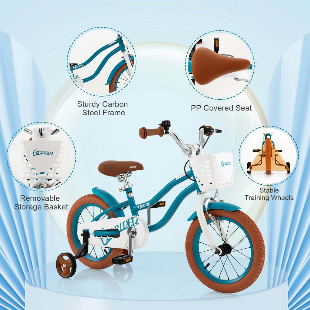 Costway 18'' Kids Bike Toddler Bicycle with Training Wheel Kickstand for 4-8 Years Old Pink