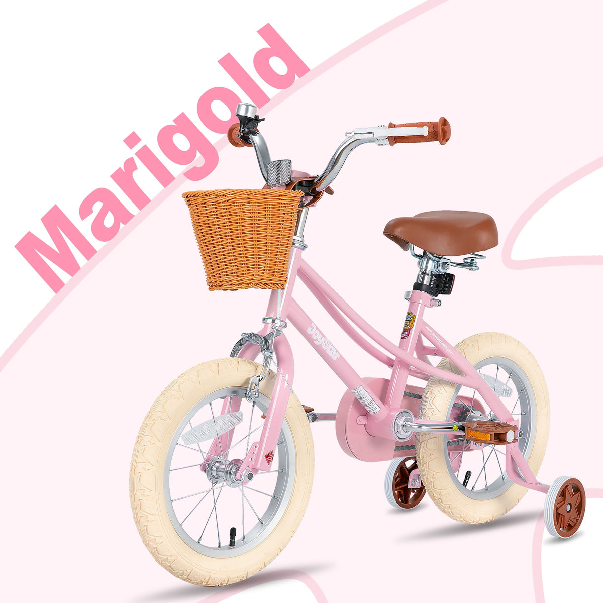 JOYSTAR 14 Inch Girls Bike with Training Wheels & Basket for Ages 3-5, Purple