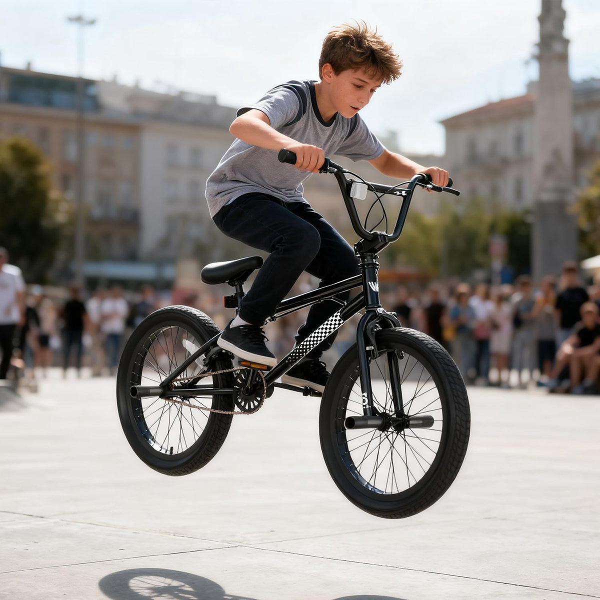 Korimefa 18 inch BMX Bikes, Kids Bicycles for Boys Ages 5-9, Child, Tween & Teen, Front Aluminum Alloy U-Brake, Rear R-Brake, Hand Brake Levers & Front and Rear Pegs, White