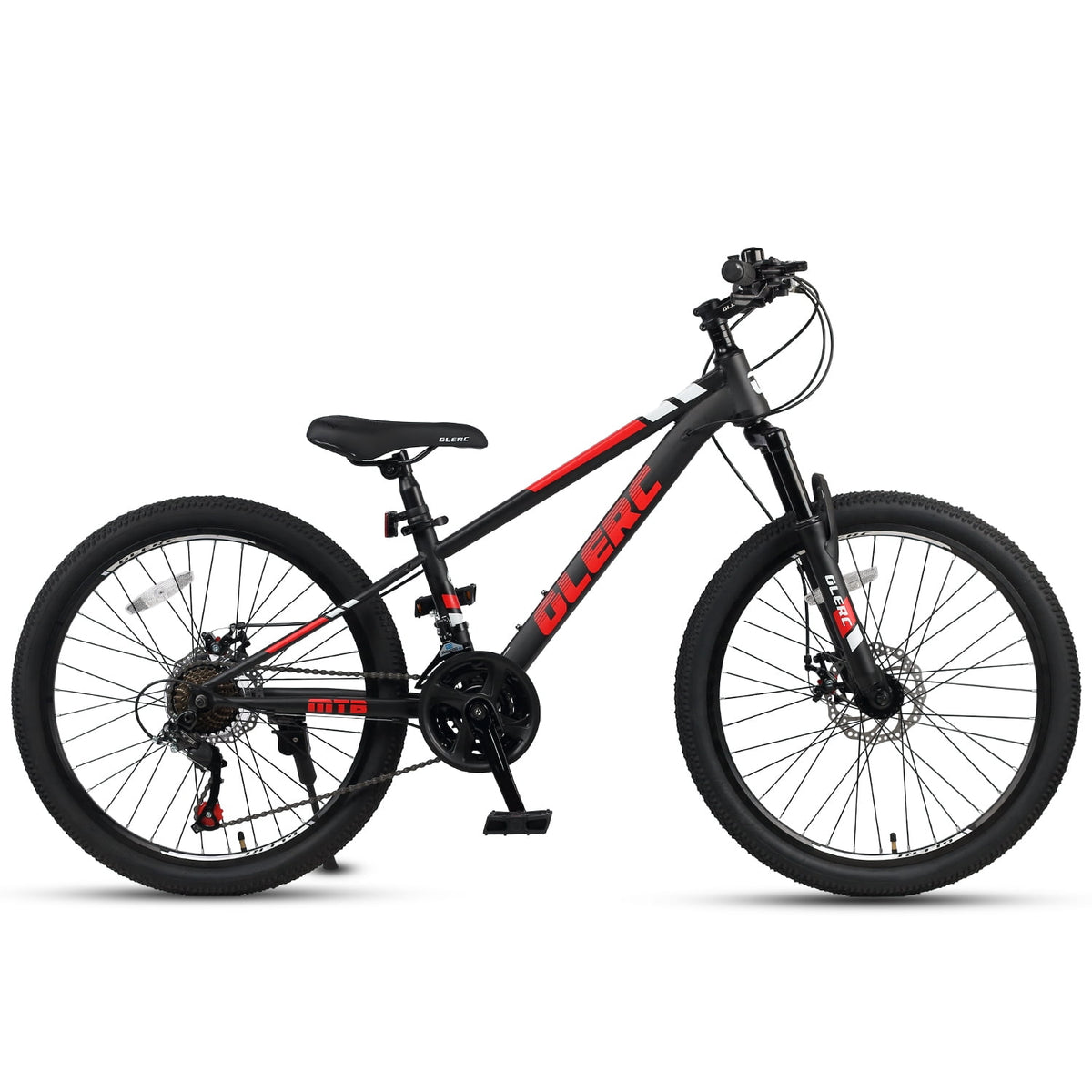 Glerc Skyline 24 Inch Kids Mountain Bike for Boys Girls 10 11 12 13 14 Years Old, 21-Speed Kid Bicycle with Front Suspension & Dual Disc Brakes & Rugged Frame, Black