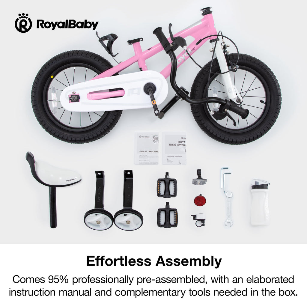 Royalbaby Boys Girls Kids Bike 14 In BMX Freestyle Blue 2 Hand Brakes Bicycles with Training Wheels Child Bicycle