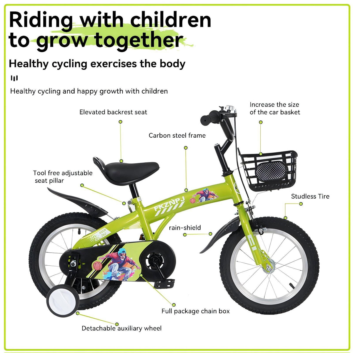 Aukfa 18-Inch Kids Bike for Boys & Girls Ages 5-10,Balance Bikewith Training Wheels, Coaster Brake & Front V-Brake,Pink