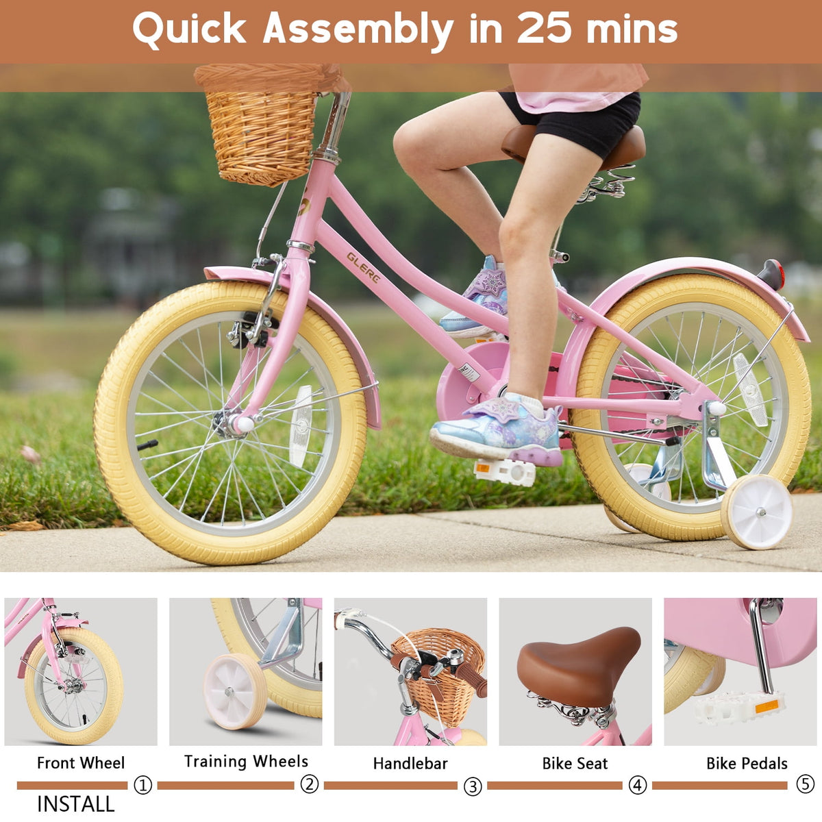 Glerc Little Molly 20 inch Kids Girls Bike for 7-13 Years Old Child,gifts, Mint Green