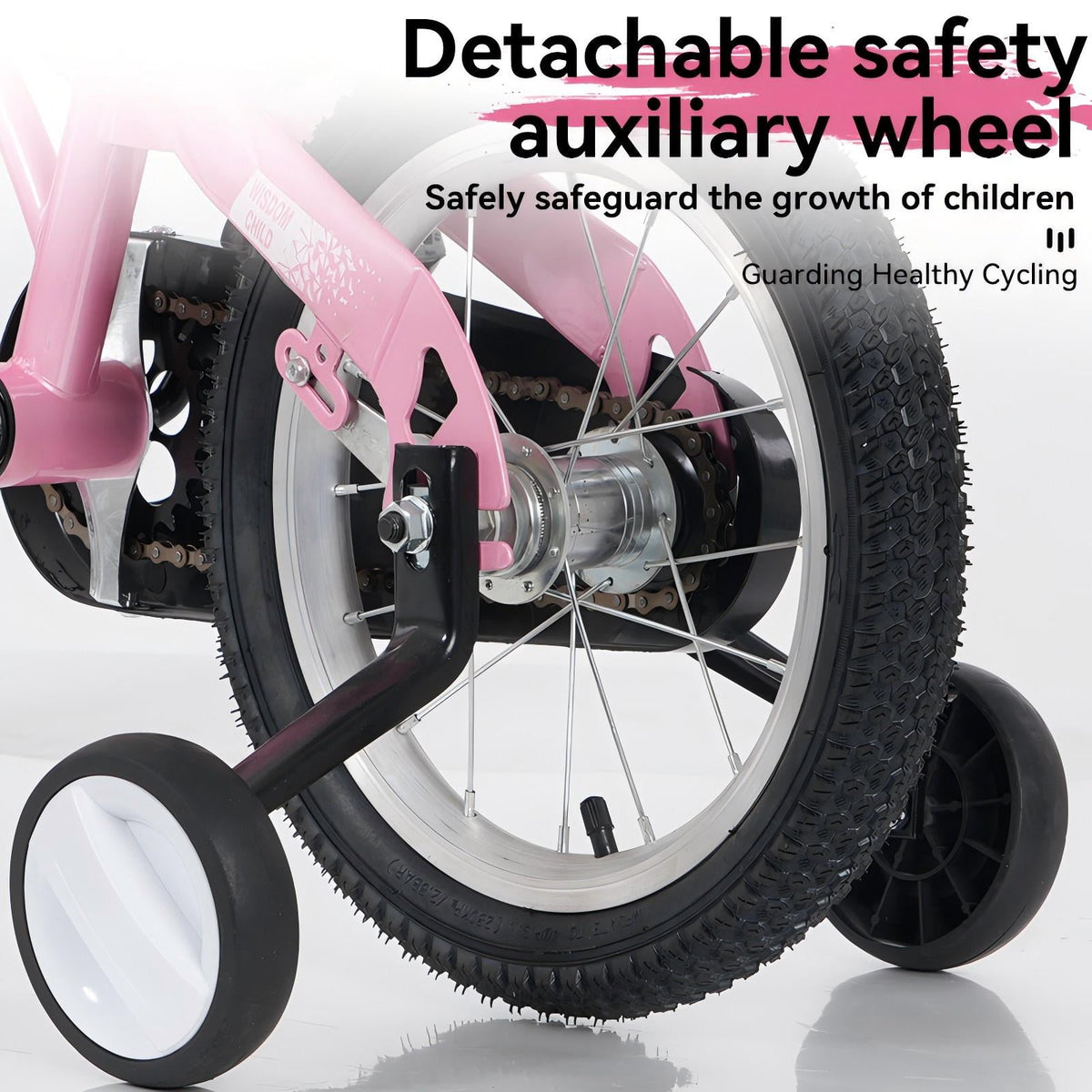 Aukfa 18-Inch Kids Bike for Boys & Girls Ages 5-10,Balance Bikewith Training Wheels, Coaster Brake & Front V-Brake,Pink