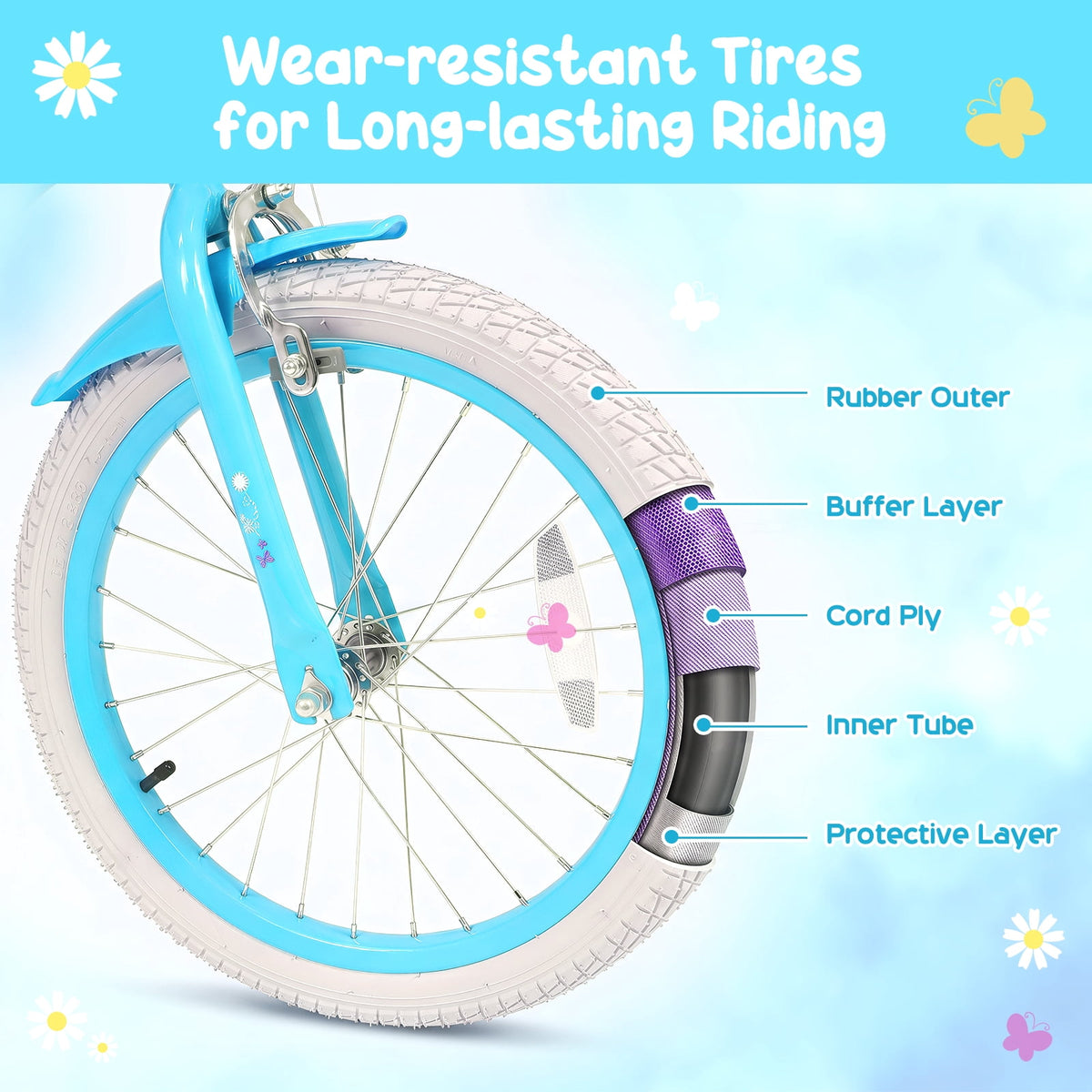 Costway 18 Inches Girls Bike with Front Bag, Children Training Bicycle for 4-8 Years Old Pink