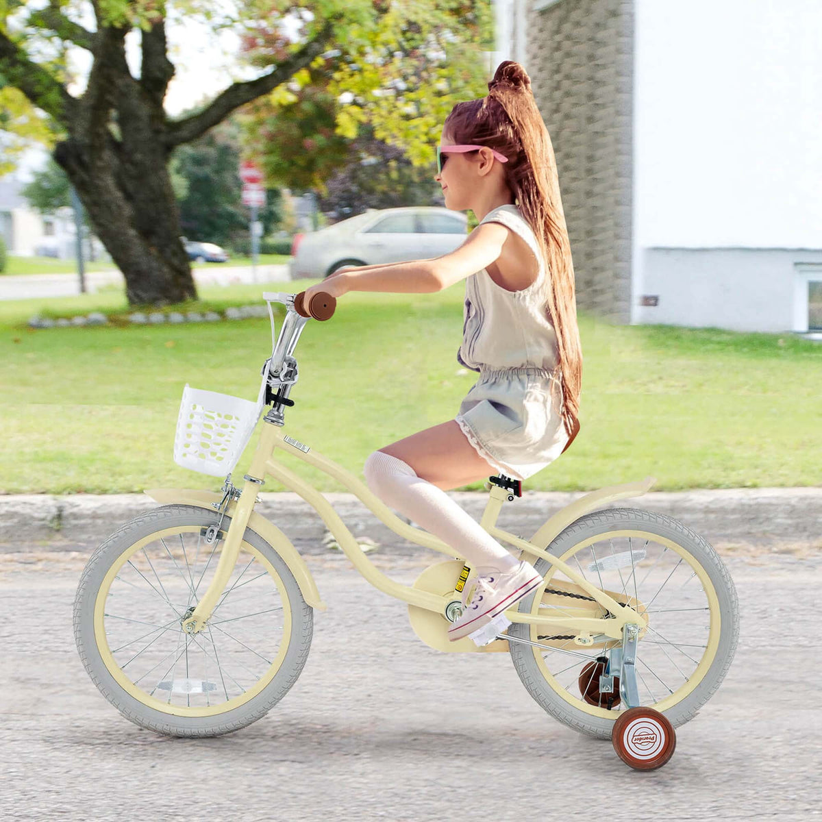 Costway 18'' Kids Bike Toddler Bicycle with Training Wheel Kickstand for 4-8 Years Old Pink