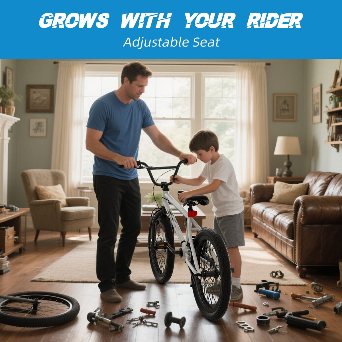 Korimefa 18 inch BMX Bikes, Kids Bicycles for Boys Ages 5-9, Child, Tween & Teen, Front Aluminum Alloy U-Brake, Rear R-Brake, Hand Brake Levers & Front and Rear Pegs, White