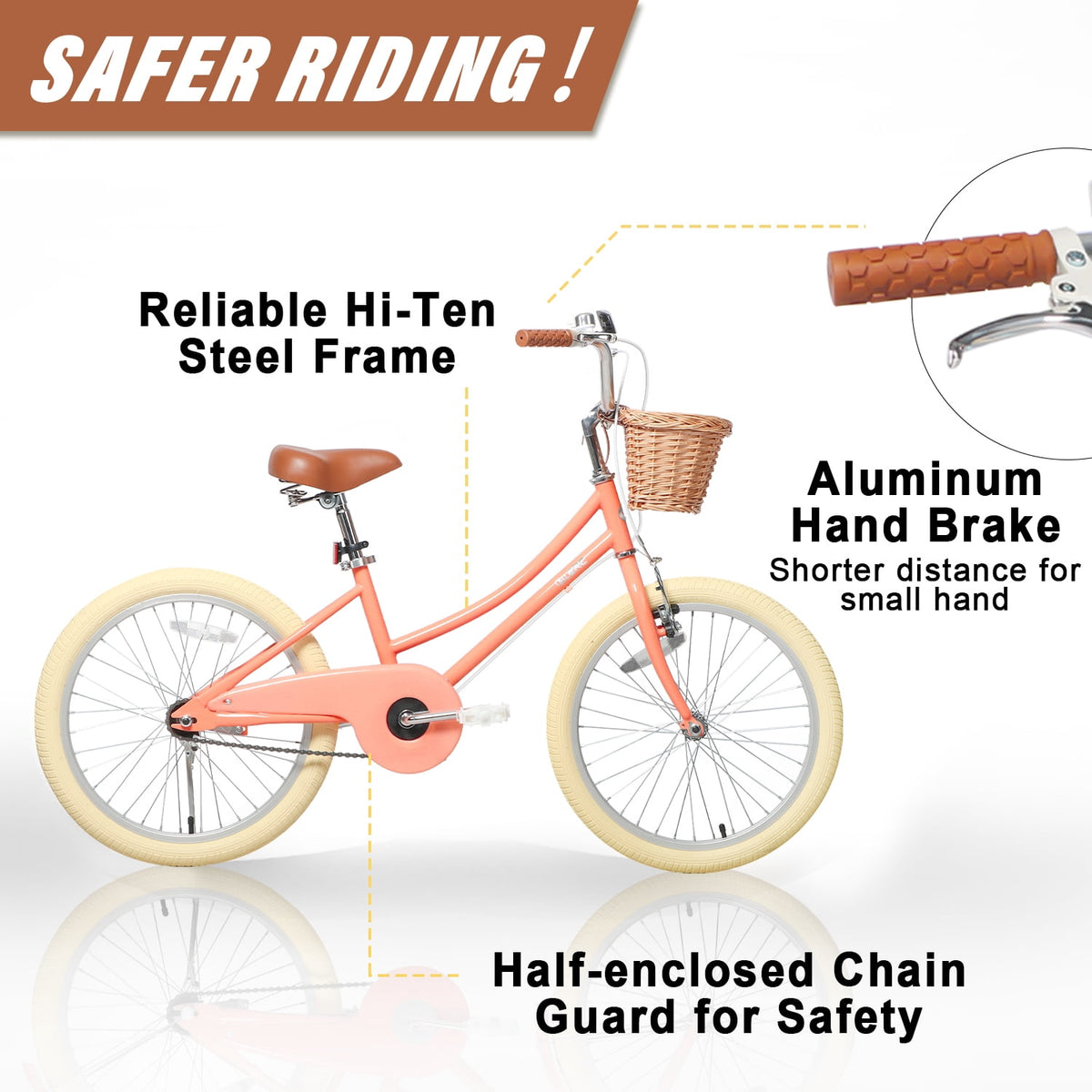 Glerc Little Miss 12 Inch Kids Bike for Girls Ages 2‑4, Retro Bicycle with Training Wheels & Basket, Pink