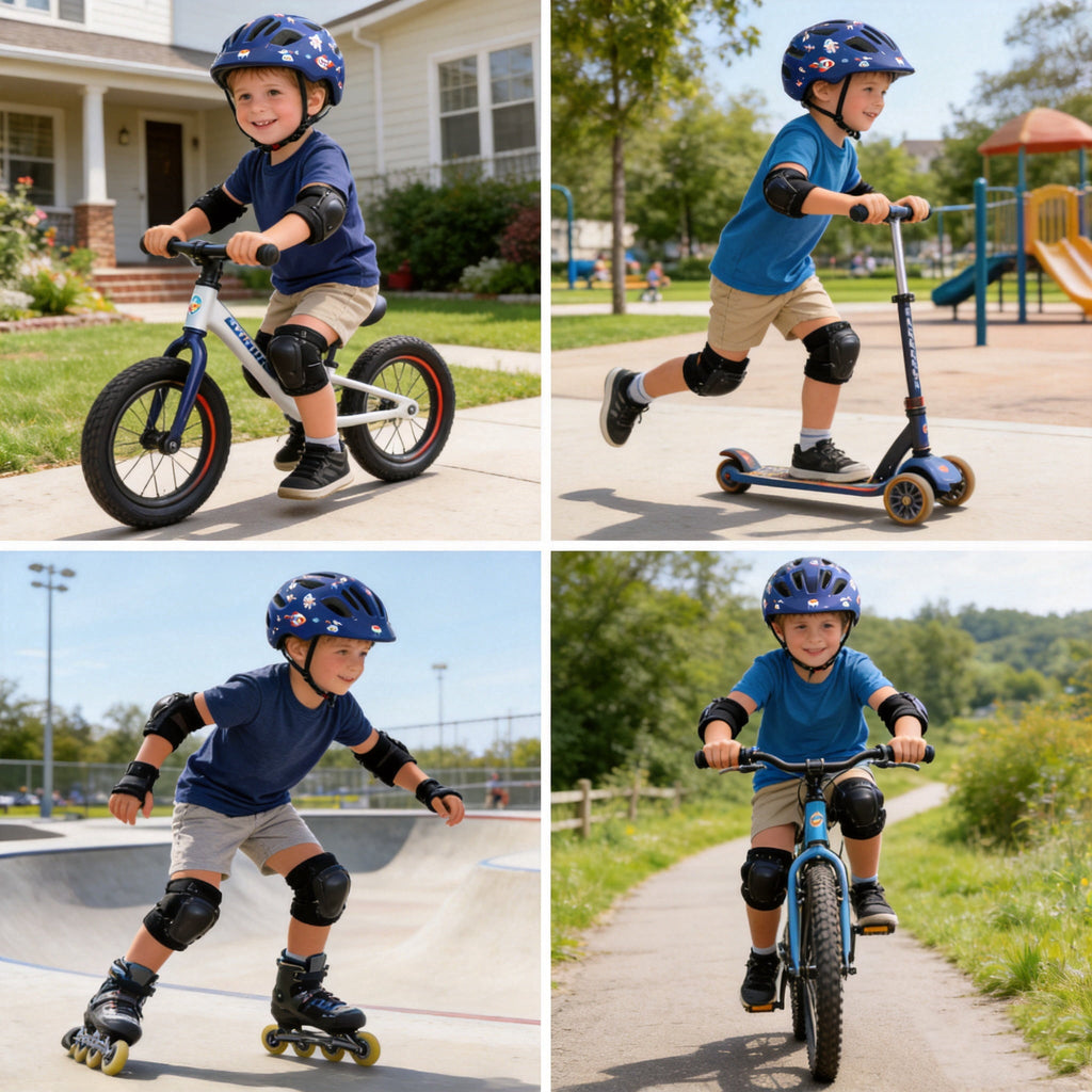 KORIMEFA Kids Bike Helmet Toddler Bicycles Helmets, Multi-Sport Protective Gear Set for 3-5-8-14 Years Boys Girls with Knee Elbow Pads Wrist Guards for Cycling,Skateboarding,Skating Scooter
