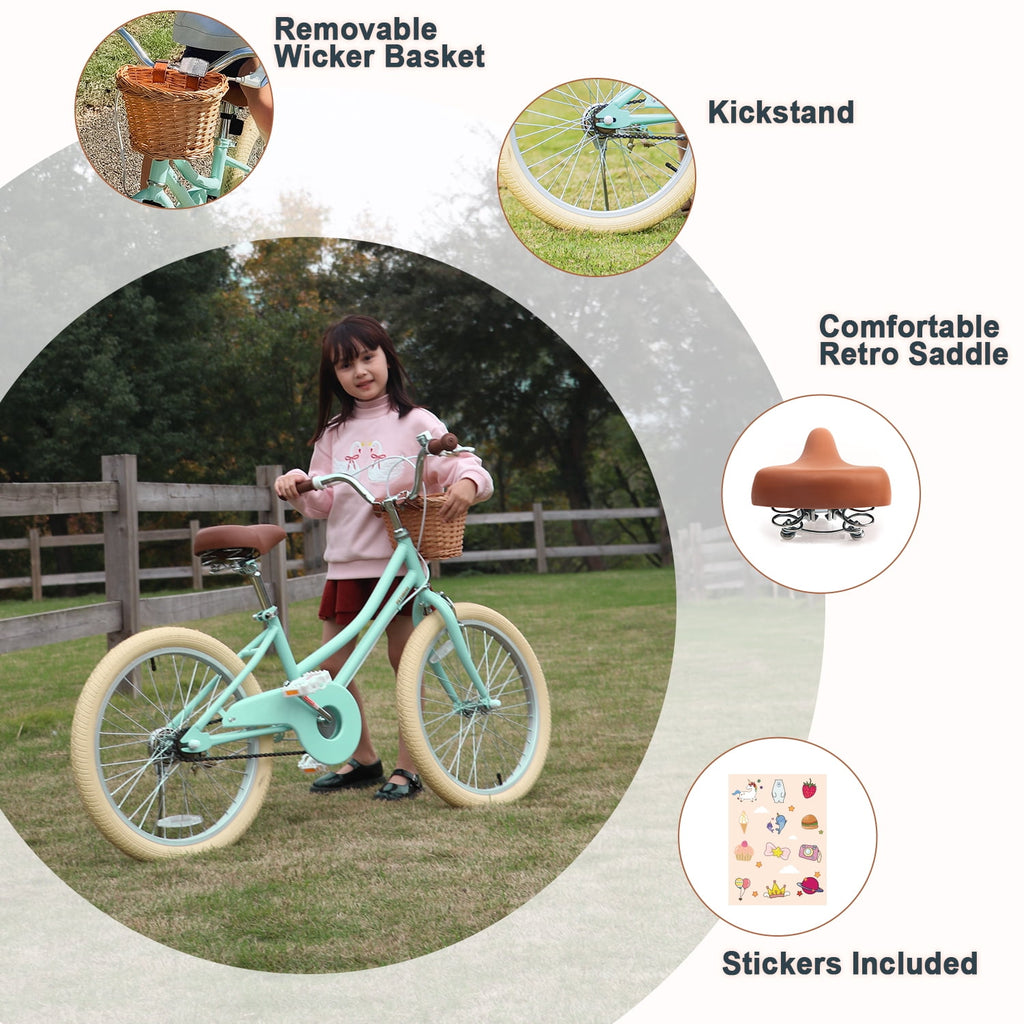 Glerc Little Miss 12 Inch Kids Bike for Girls Ages 2‑4, Retro Bicycle with Training Wheels & Basket, Pink
