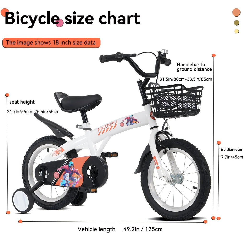 Aukfa 18-Inch Kids Bike for Boys & Girls Ages 5-10,Balance Bikewith Training Wheels, Coaster Brake & Front V-Brake,Pink