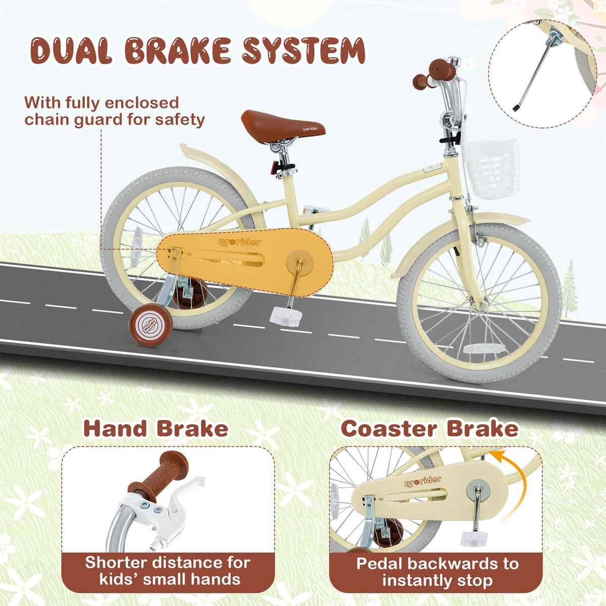 Costway 18'' Kids Bike Toddler Bicycle with Training Wheel Kickstand for 4-8 Years Old Pink