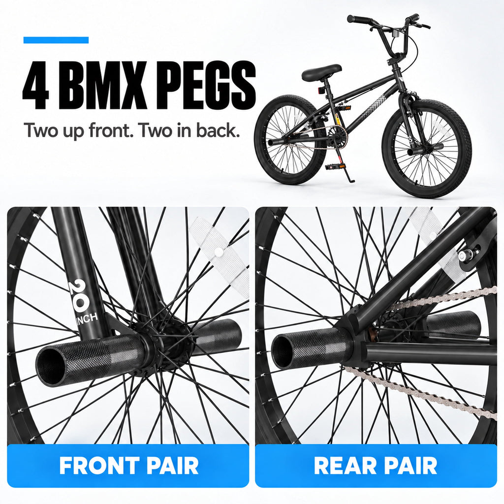 Korimefa 18 inch BMX Bikes, Kids Bicycles for Boys Ages 5-9, Child, Tween & Teen, Front Aluminum Alloy U-Brake, Rear R-Brake, Hand Brake Levers & Front and Rear Pegs, White