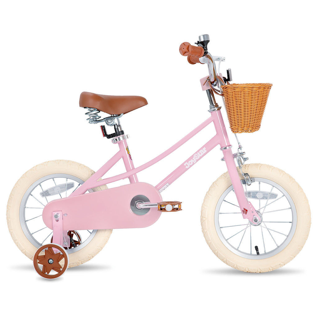 JOYSTAR 14 Inch Girls Bike with Training Wheels & Basket for Ages 3-5, Purple