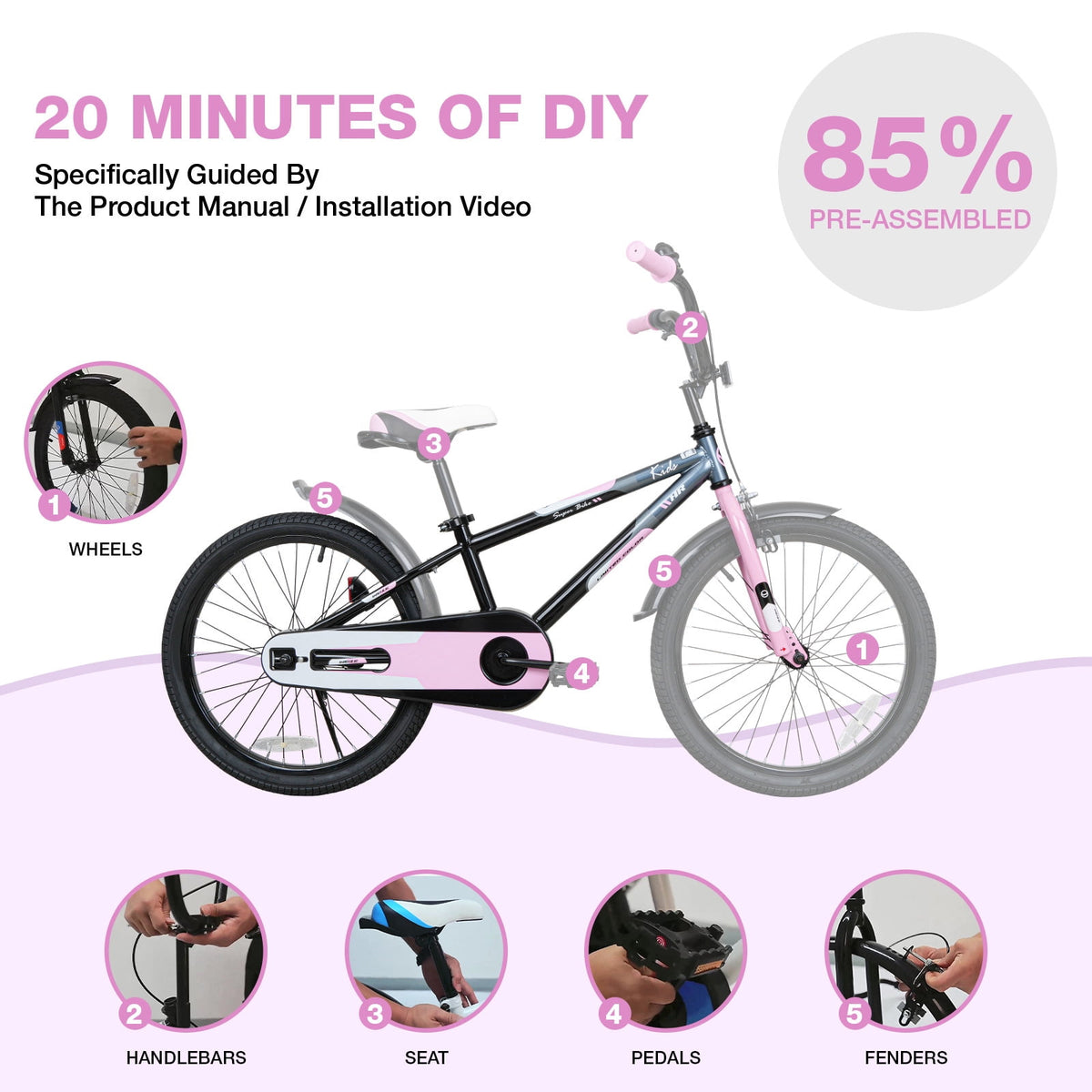 Hykolity Kids Bike, 16 Inch Children Bicycle for Boys & Girls Ages 4-6 Years Old, Rider Height 38-48 Inch, Sport Bike BMX Freestyle Handlebar Black Green