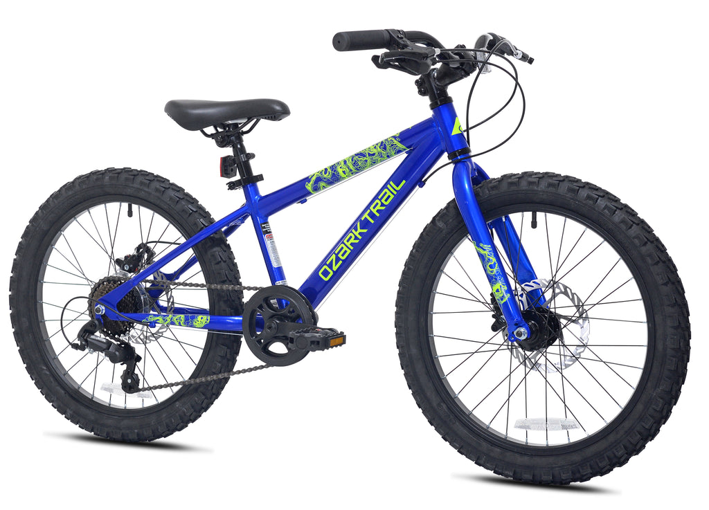 Ozark Trail 20 in Mountain Bicycle, 7-Speed, Small frame, Fits Riders 3 ft 11 in-4 ft 4 in, Child, Unisex, Blue