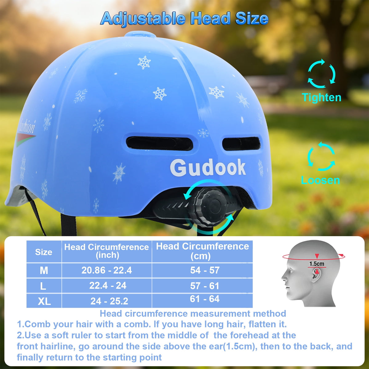 Adult bicycle helmet, unisex - comfortable, lightweight, adjustable baseball cap style cycling helmet, suitable for urban commuting, road cycling, rollerblading, and scooter riding.