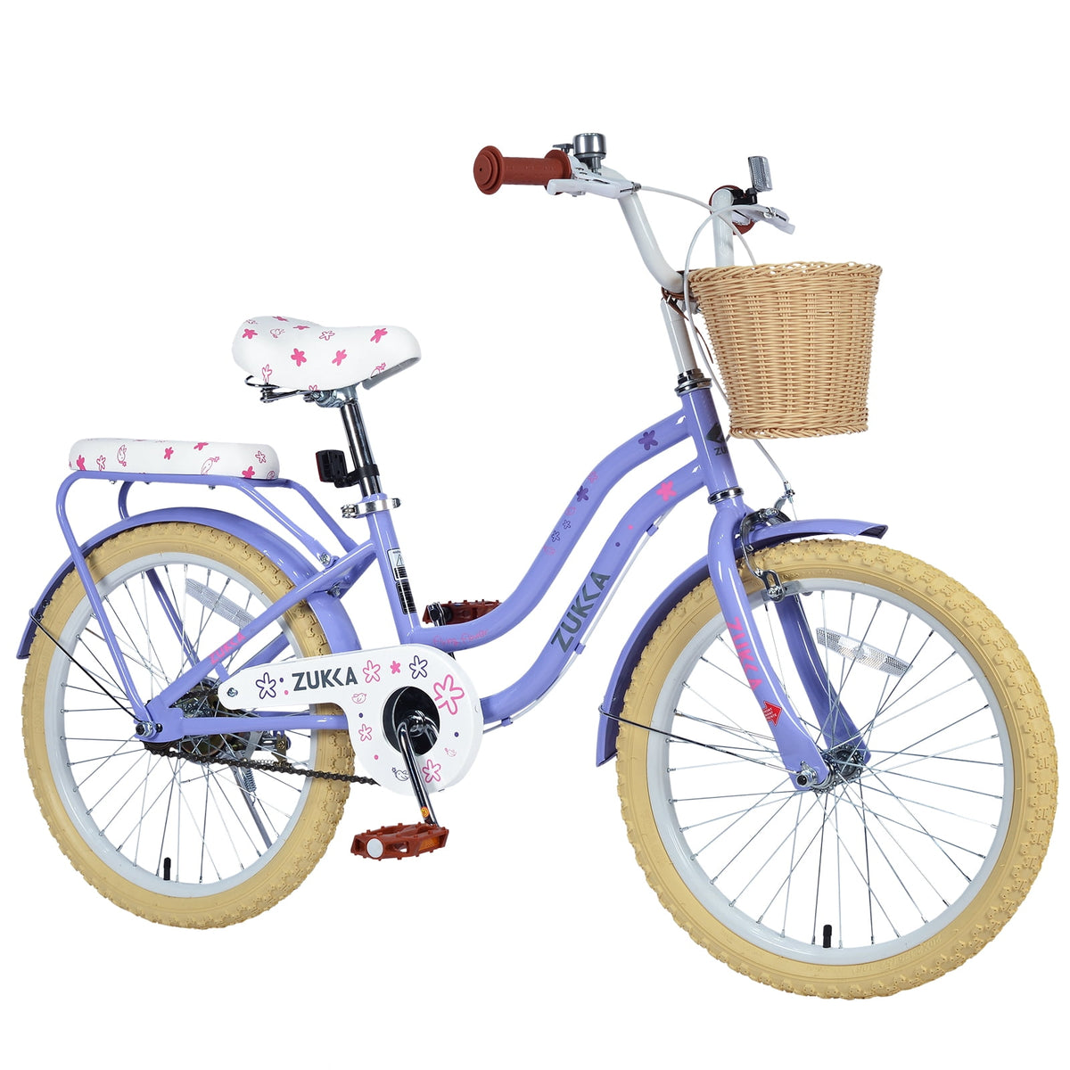Aukfa 20" Girls Bike with Basket – Kids Bicycle for Ages 7-12, Front & Rear Brakes,Pink