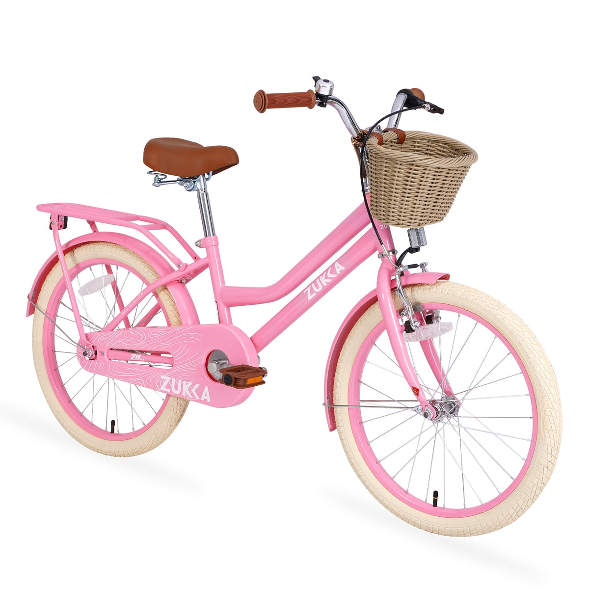 Aukfa 20 inch Girl's Bikes with Basket, Children's Bicycle for 7-10 Years Old Kids, Purple