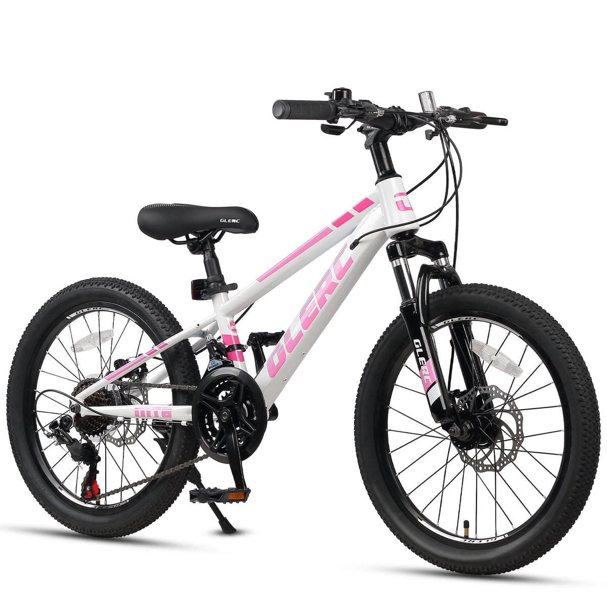 Glerc Skyline 24 Inch Kids Mountain Bike for Boys Girls 10 11 12 13 14 Years Old, 21-Speed Kid Bicycle with Front Suspension & Dual Disc Brakes & Rugged Frame, Black
