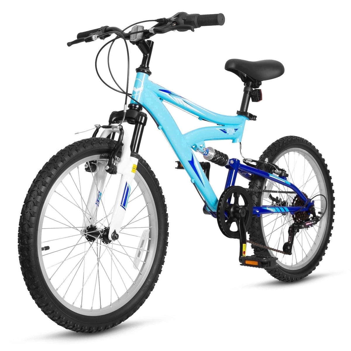 Hykolity 20 Inch Kids Mountain Bike Boys Girls Youth Bicycle For Ages 6-12 Children Bikes Dual Full Suspension Front And Rear V-Brakes 6 Speeds Drivetrain, Black