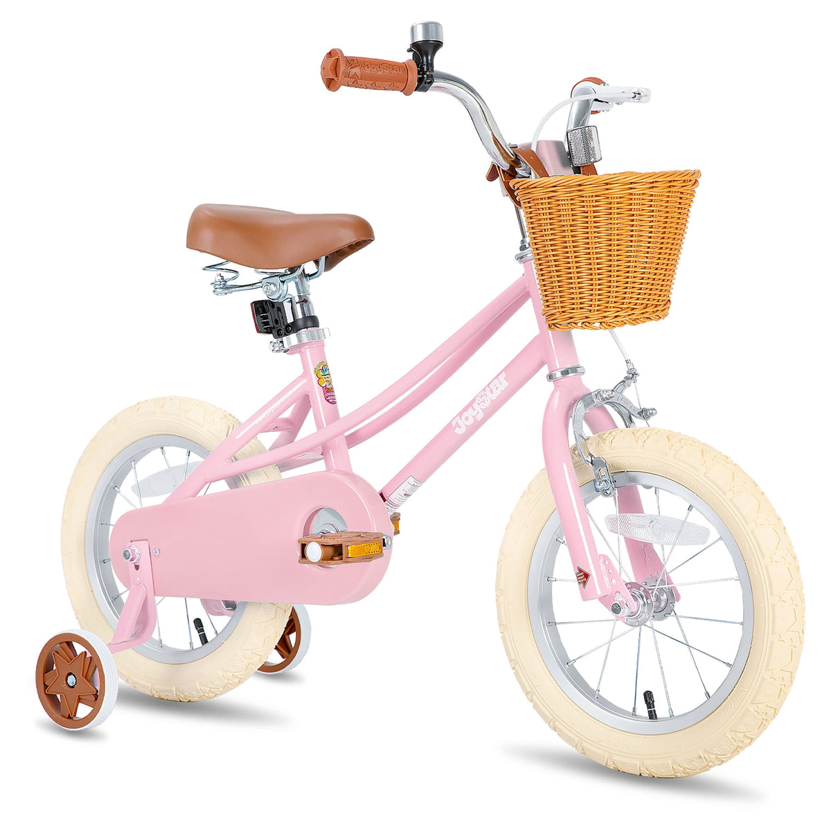 JOYSTAR 14 Inch Girls Bike with Training Wheels & Basket for Ages 3-5, Purple