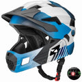 ROCKBROS Bicycle Helmet Kids Helmet Full Face Safety Helmet Removable Helmet Chin All-Round Ventilation Holes with Adjustable Brim for Kids Age 5-12