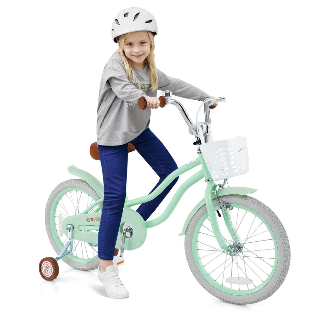 Costway 18'' Kids Bike Toddler Bicycle with Training Wheel Kickstand for 4-8 Years Old Pink