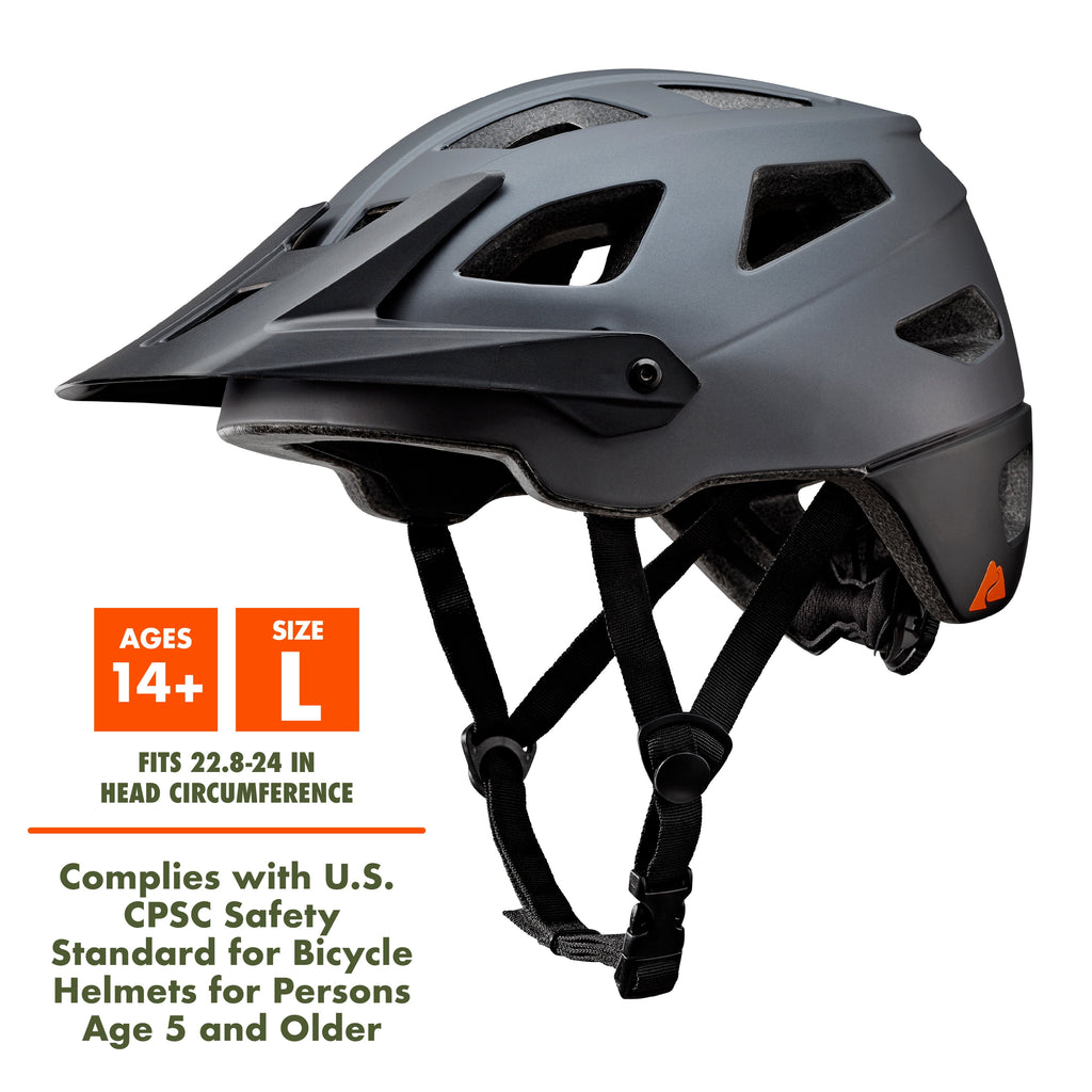 Ozark Trail Adult Bike Helmet with Rechargeable Rear Light-Up, Black, 9 Modes, Ages 14+