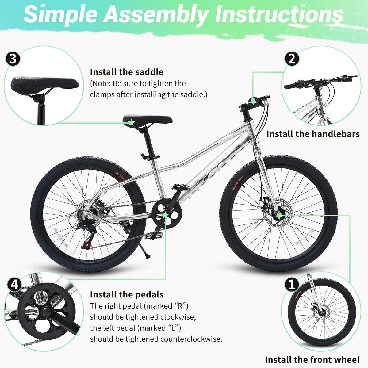 Akaber Kids Bike for Girls 6-11, 20 Inch Mountain Bike for Kids with High Carbon Steel, Dual Disc Brakes and Kickstand