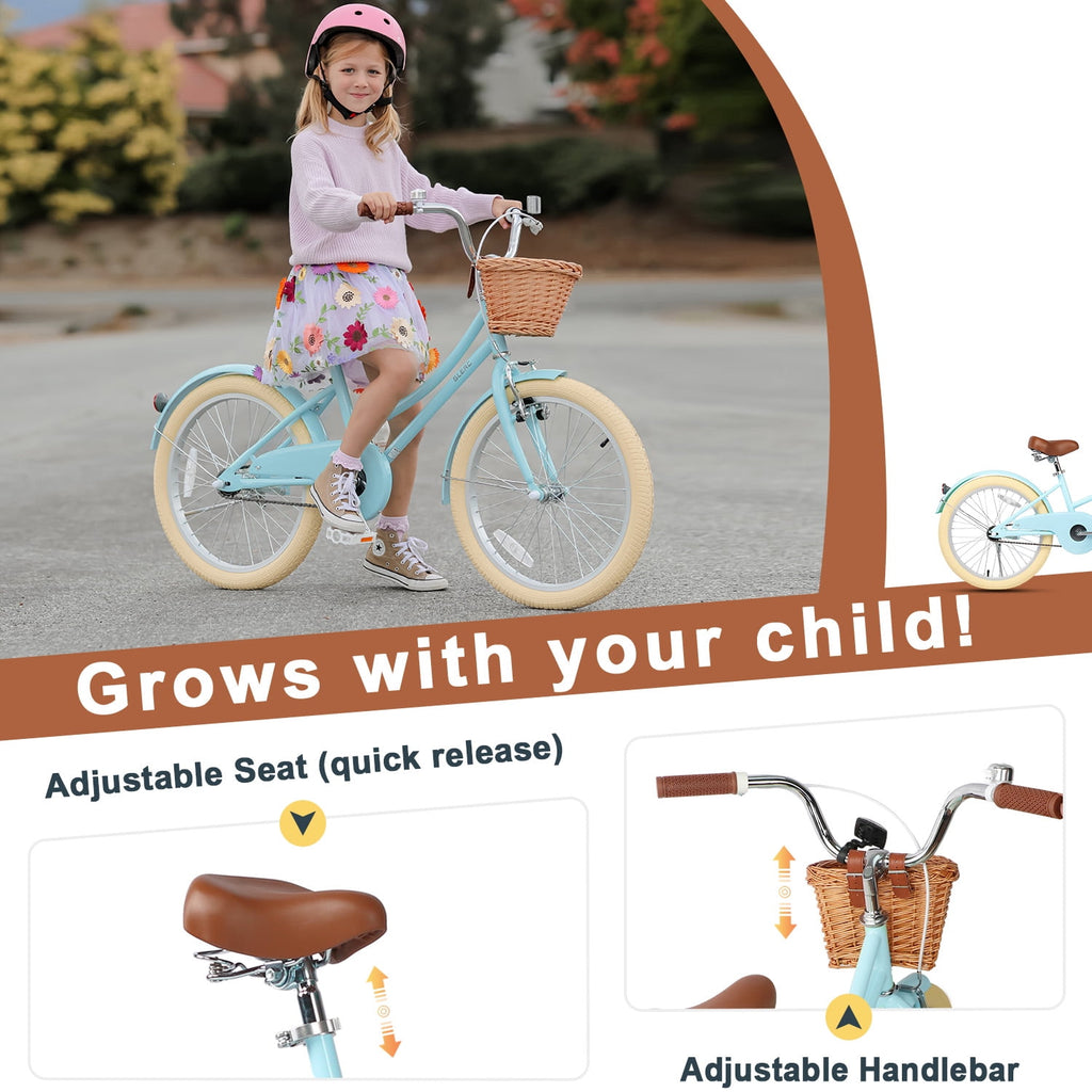 Glerc Little Molly 20 inch Kids Girls Bike for 7-13 Years Old Child,gifts, Mint Green