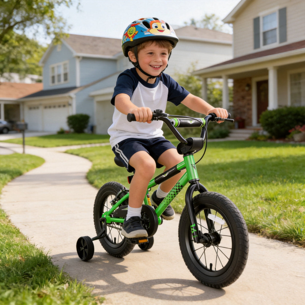 Korimefa Kids Bike, 14 inch Boys Bike BMX Style Bicycle with Training Wheels Coaster Brake for 4 5 6 7 Years Old Toddlers Boys , Blue