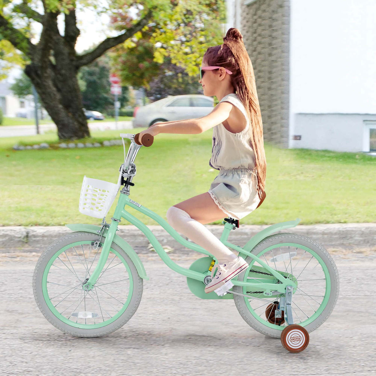 Costway 18'' Kids Bike Toddler Bicycle with Training Wheel Kickstand for 4-8 Years Old Pink