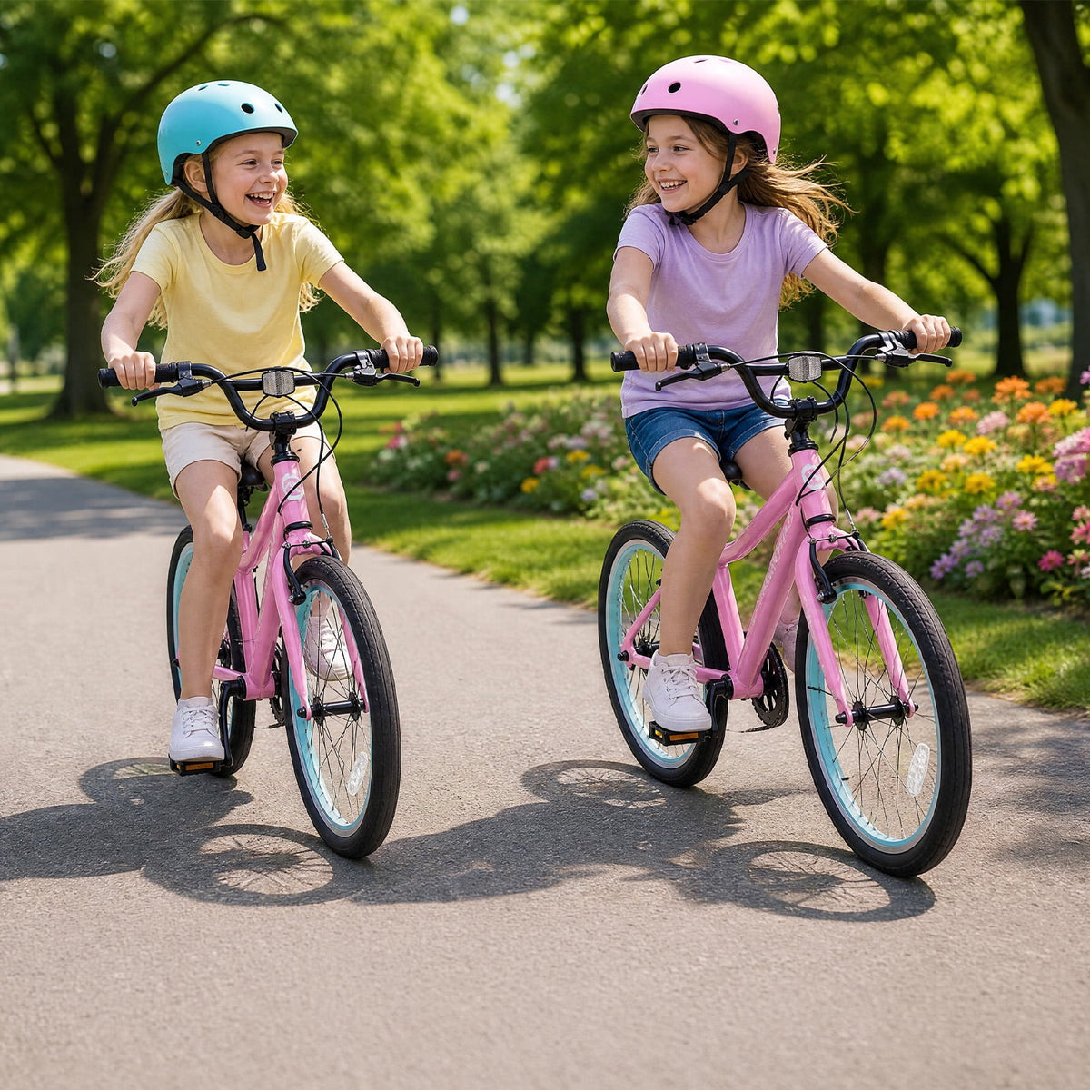 Hykolity 20-in Kid Mountain Bike 7 Speed Bicycles for Kids Bikes MTB Children Ages 8-13 Tween Fits Riders 48-60 Adjustable Seat Dual Brake Outdoor Cycling, Pink