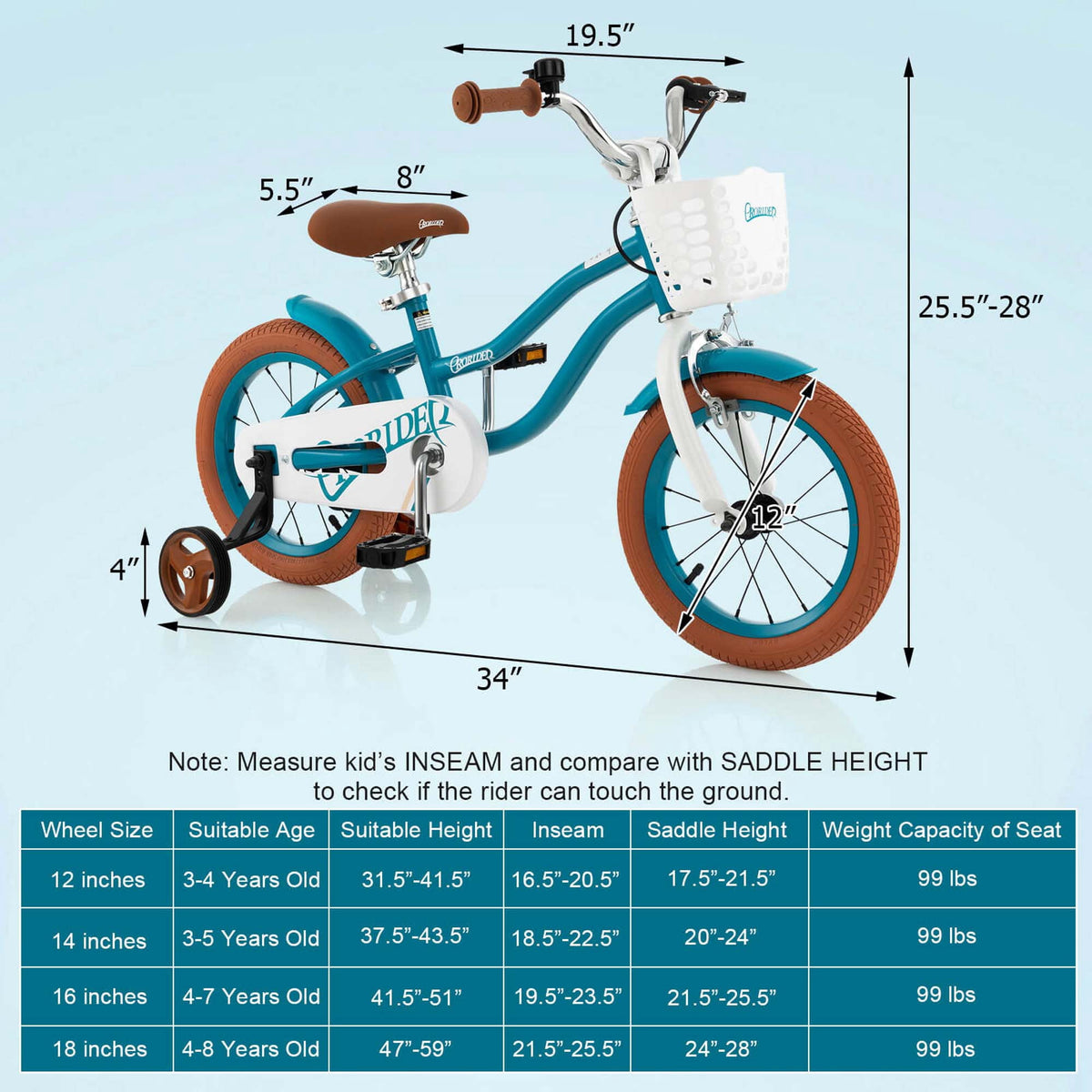 Costway 18'' Kids Bike Toddler Bicycle with Training Wheel Kickstand for 4-8 Years Old Pink