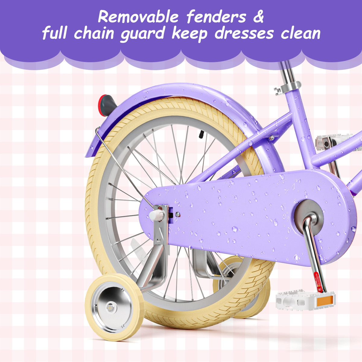 Korimefa Girls Bike 18 Inch Kids Bicycle for 5-9 Years Old, with Removable Training Wheels & Cute Basket, Ideal Gift for Toddler Girls Outdoor Riding,Purple