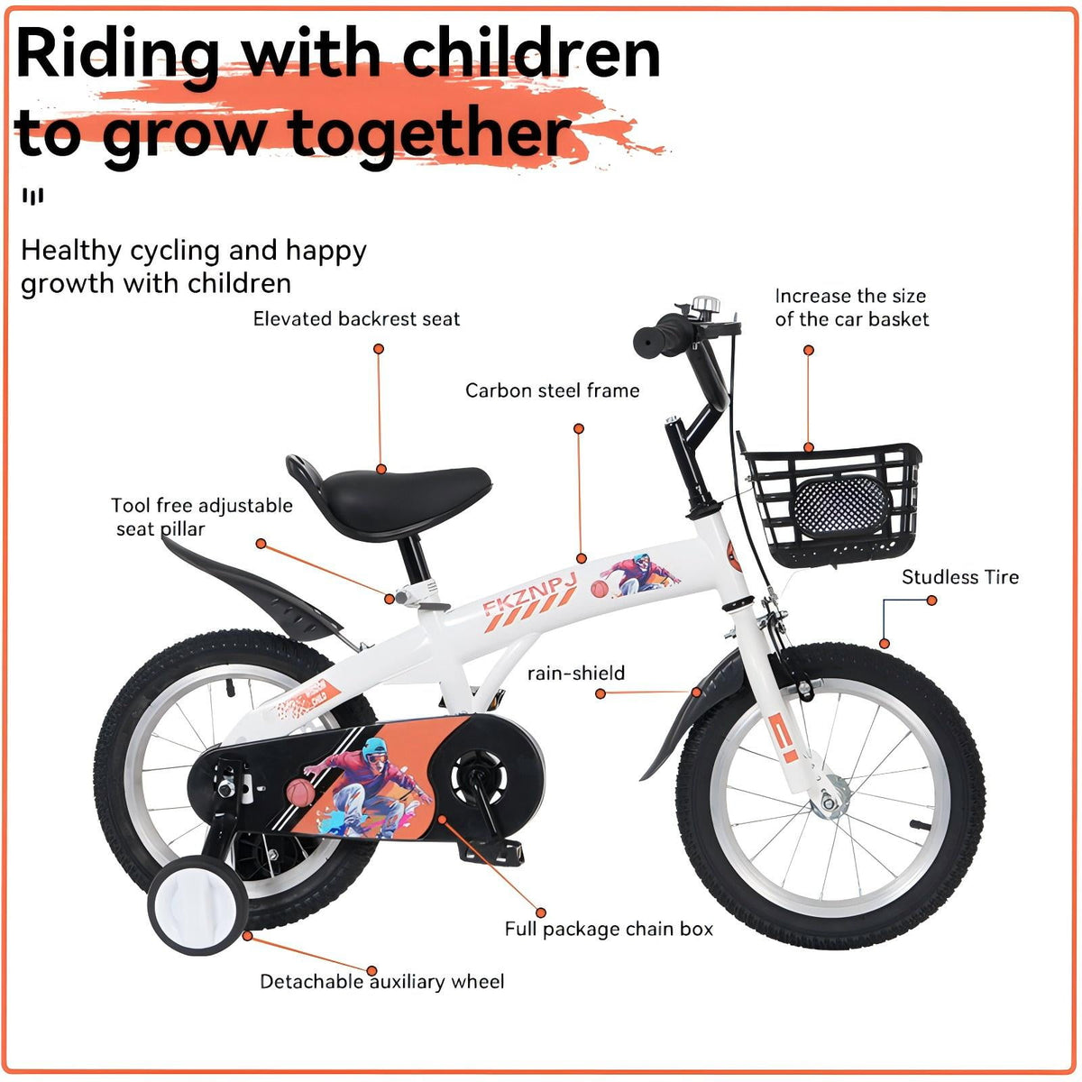 Aukfa 18-Inch Kids Bike for Boys & Girls Ages 5-10,Balance Bikewith Training Wheels, Coaster Brake & Front V-Brake,Pink