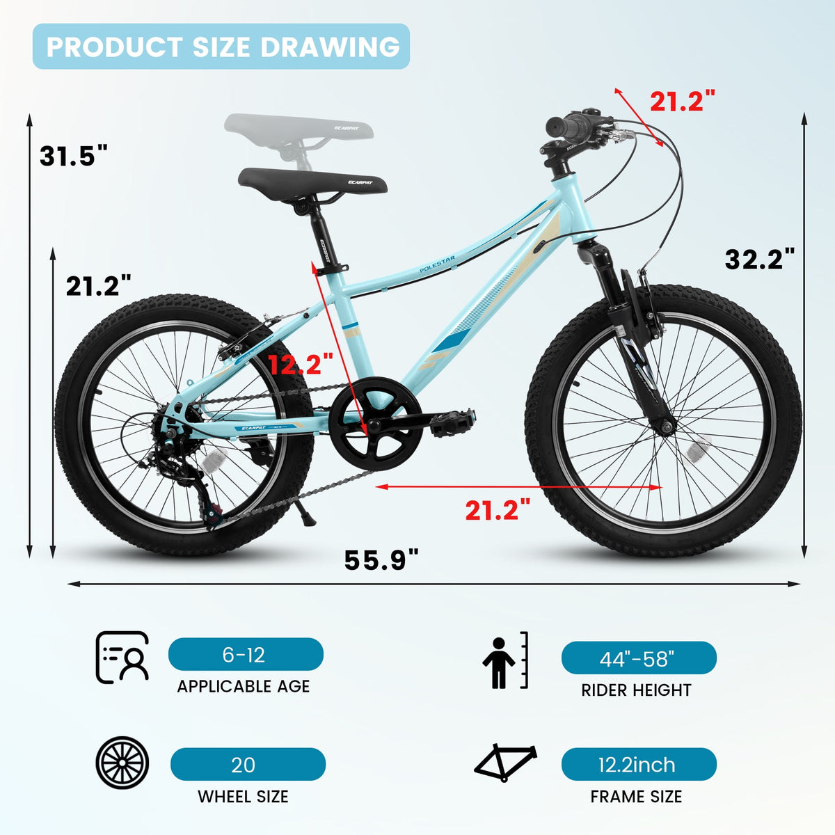 Ambifirner 20" City Bike with Adjustable Saddle & Kickstand Steel Frame