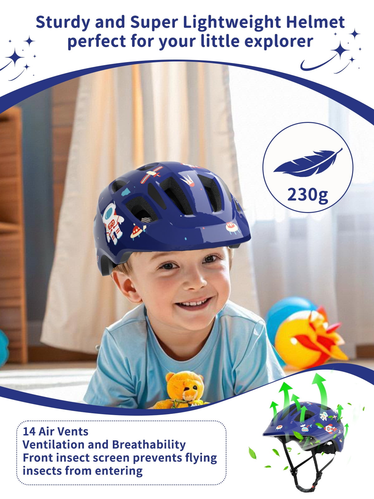 KORIMEFA Kids Bike Helmet Toddler Bicycles Helmets, Multi-Sport Protective Gear Set for 3-5-8-14 Years Boys Girls with Knee Elbow Pads Wrist Guards for Cycling,Skateboarding,Skating Scooter