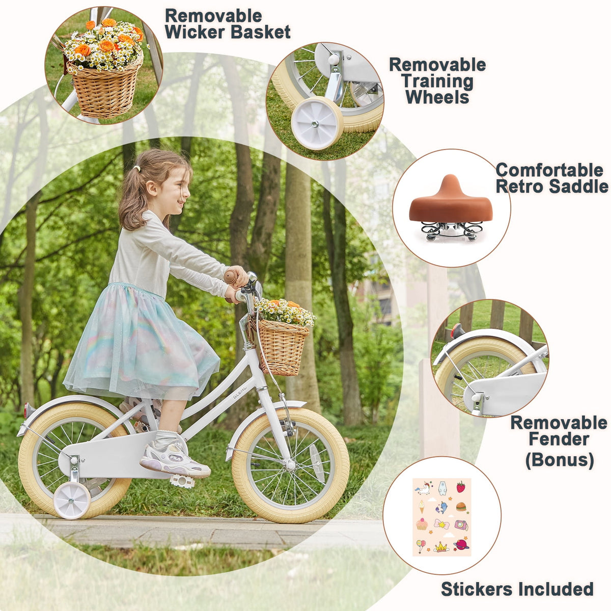 Glerc Little Molly 20 inch Kids Girls Bike for 7-13 Years Old Child,gifts, Mint Green